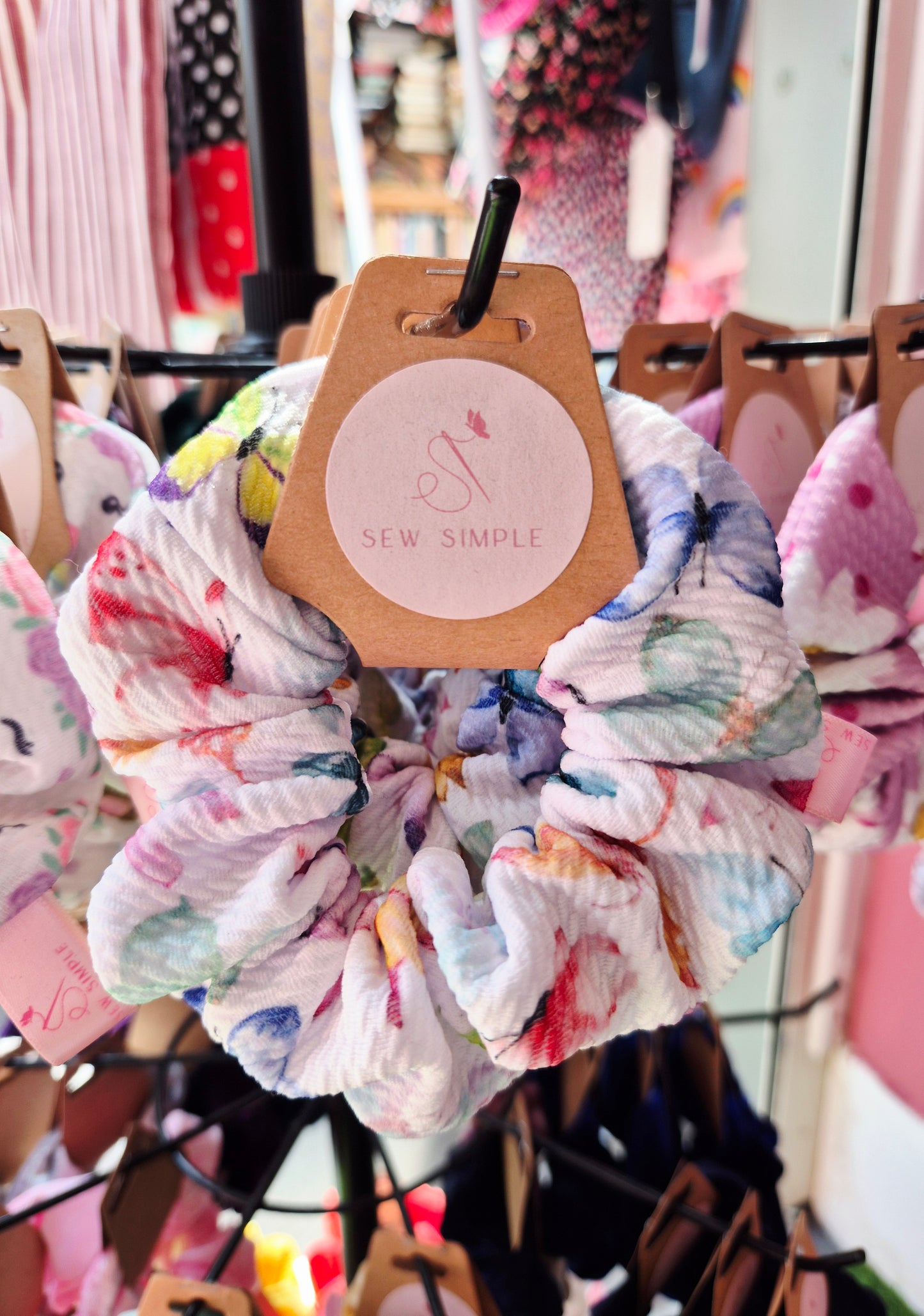 Colourful butterflies mini size hair scrunchie