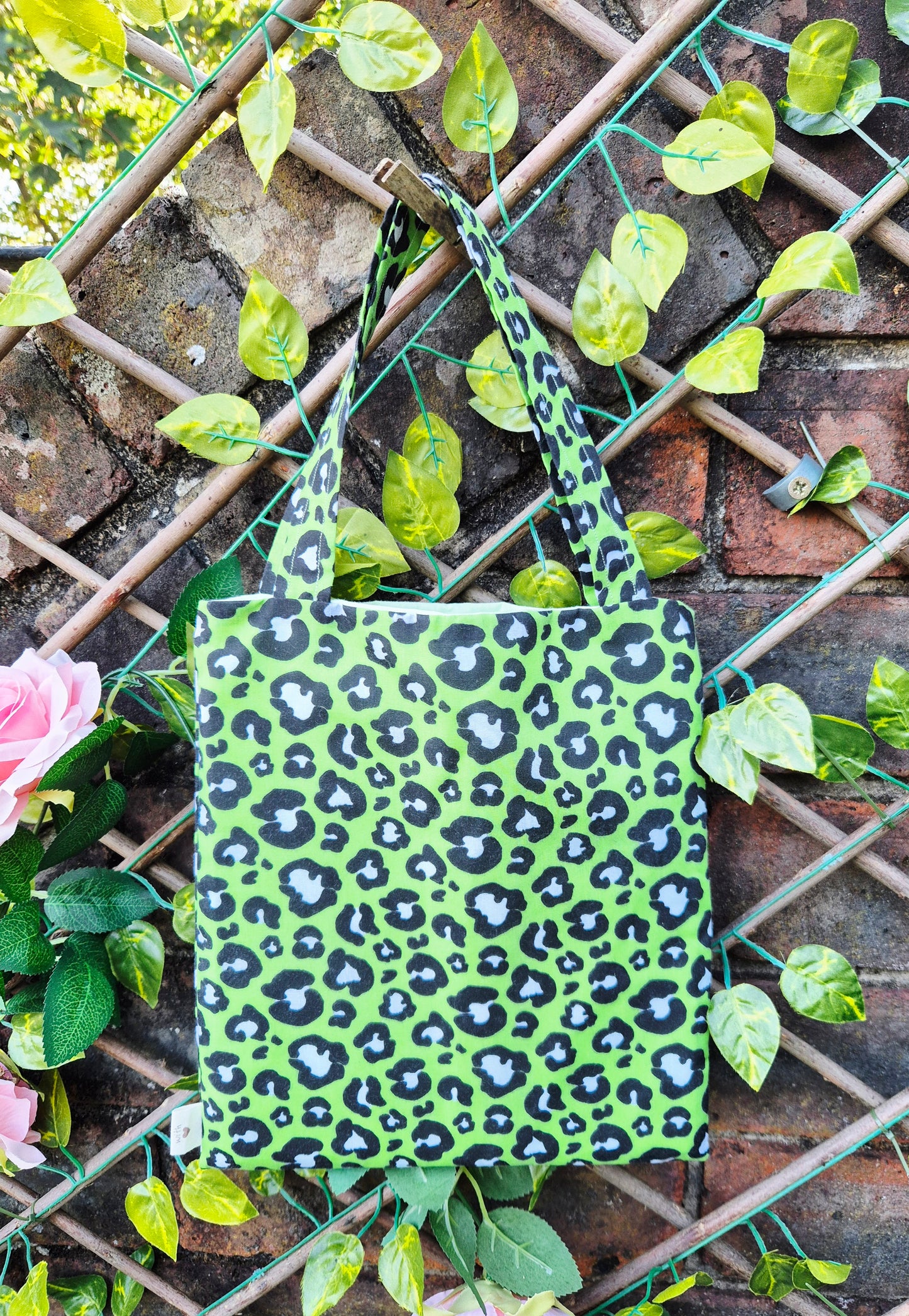 Green Leopard Print Small tote bag