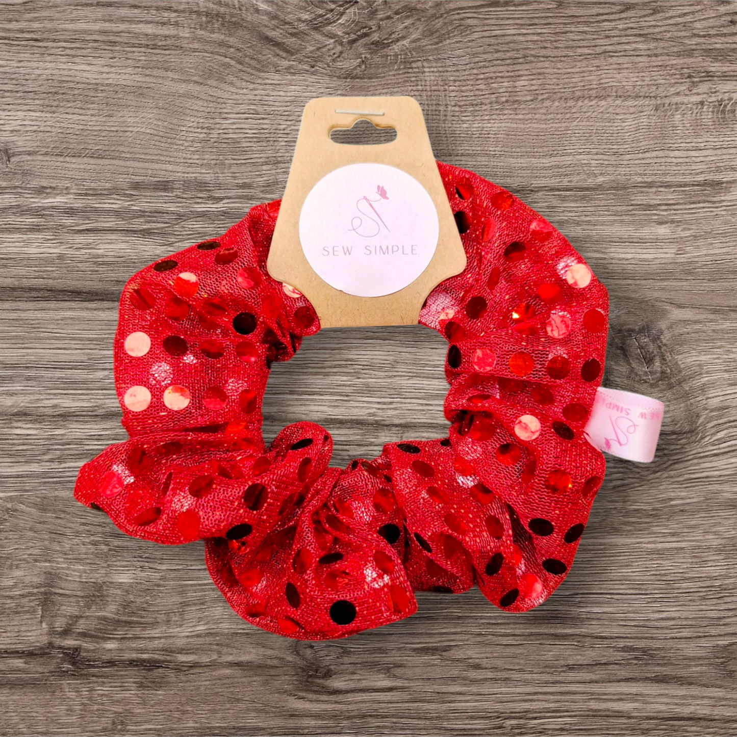 Medium Hair Scrunchie - Sequin Red