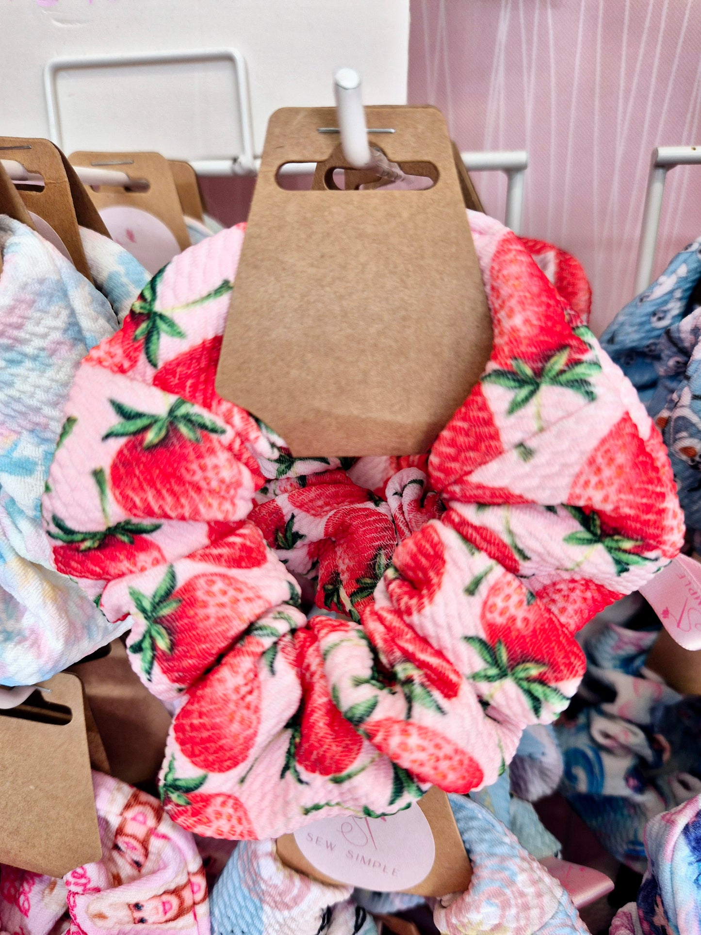 Summer Strawberries Mini Size Hair Scrunchie