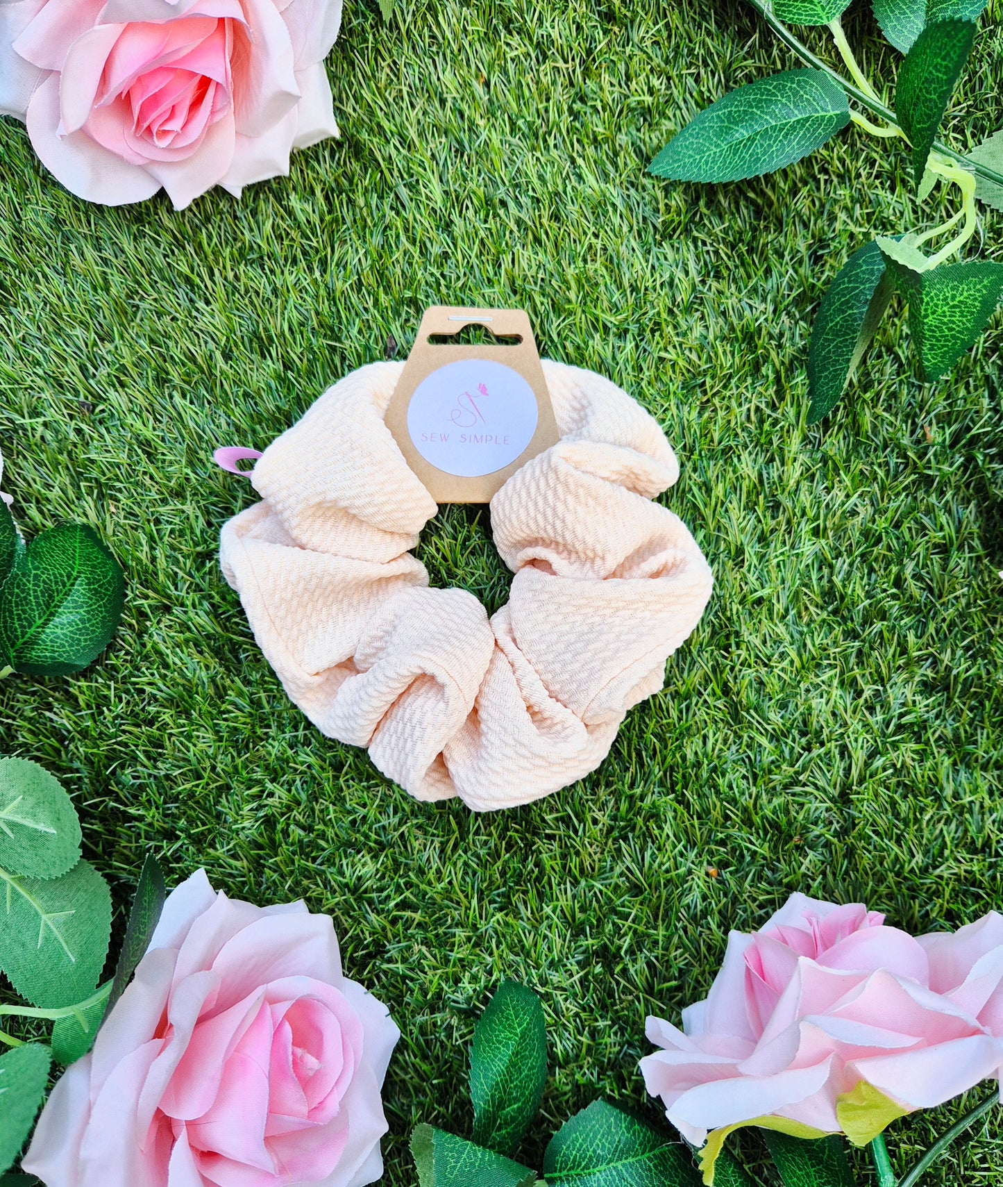 Beautiful Peach Medium Size Hair Scrunchie