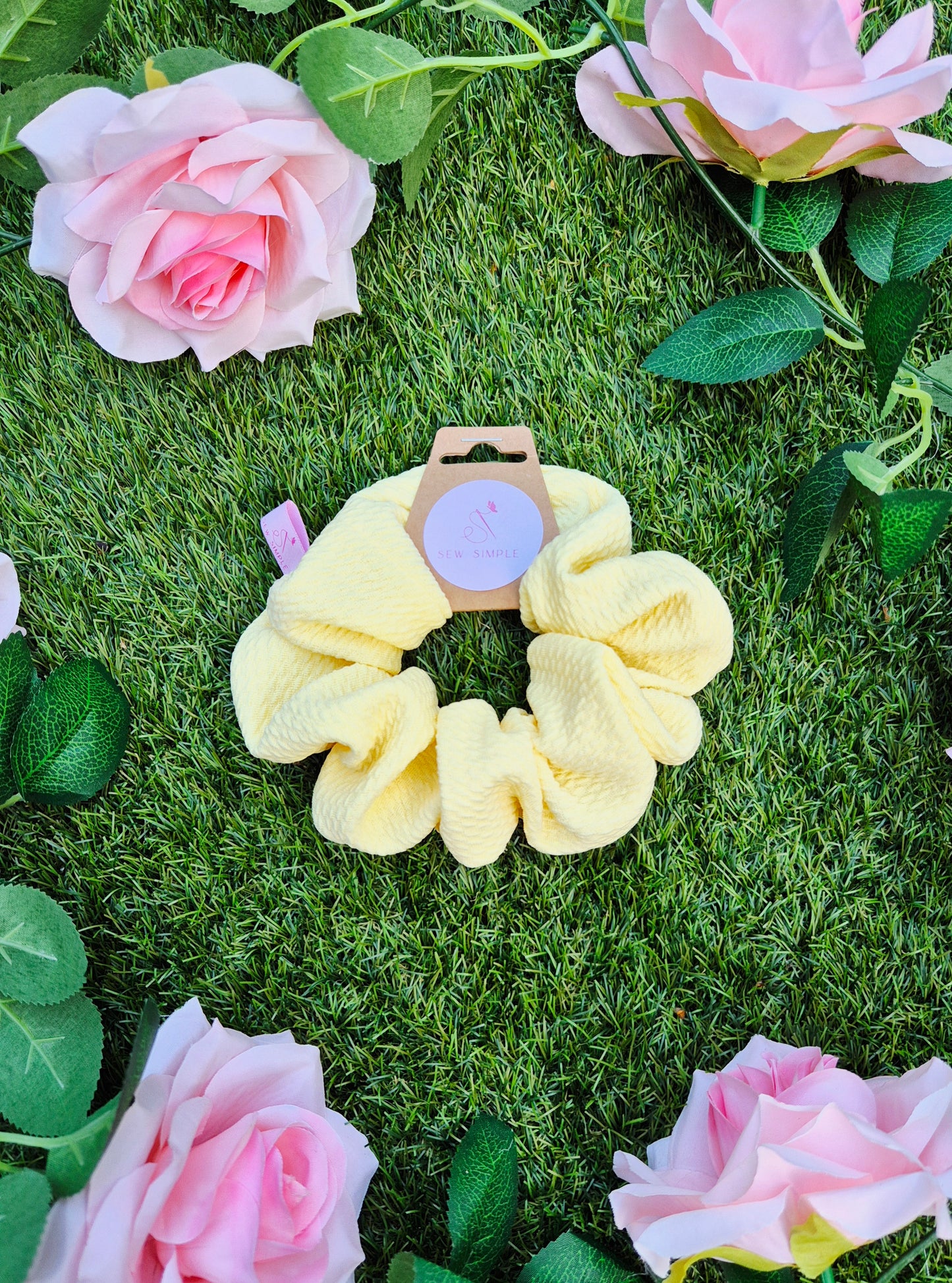 Pastel yellow Medium Size Hair Scrunchie