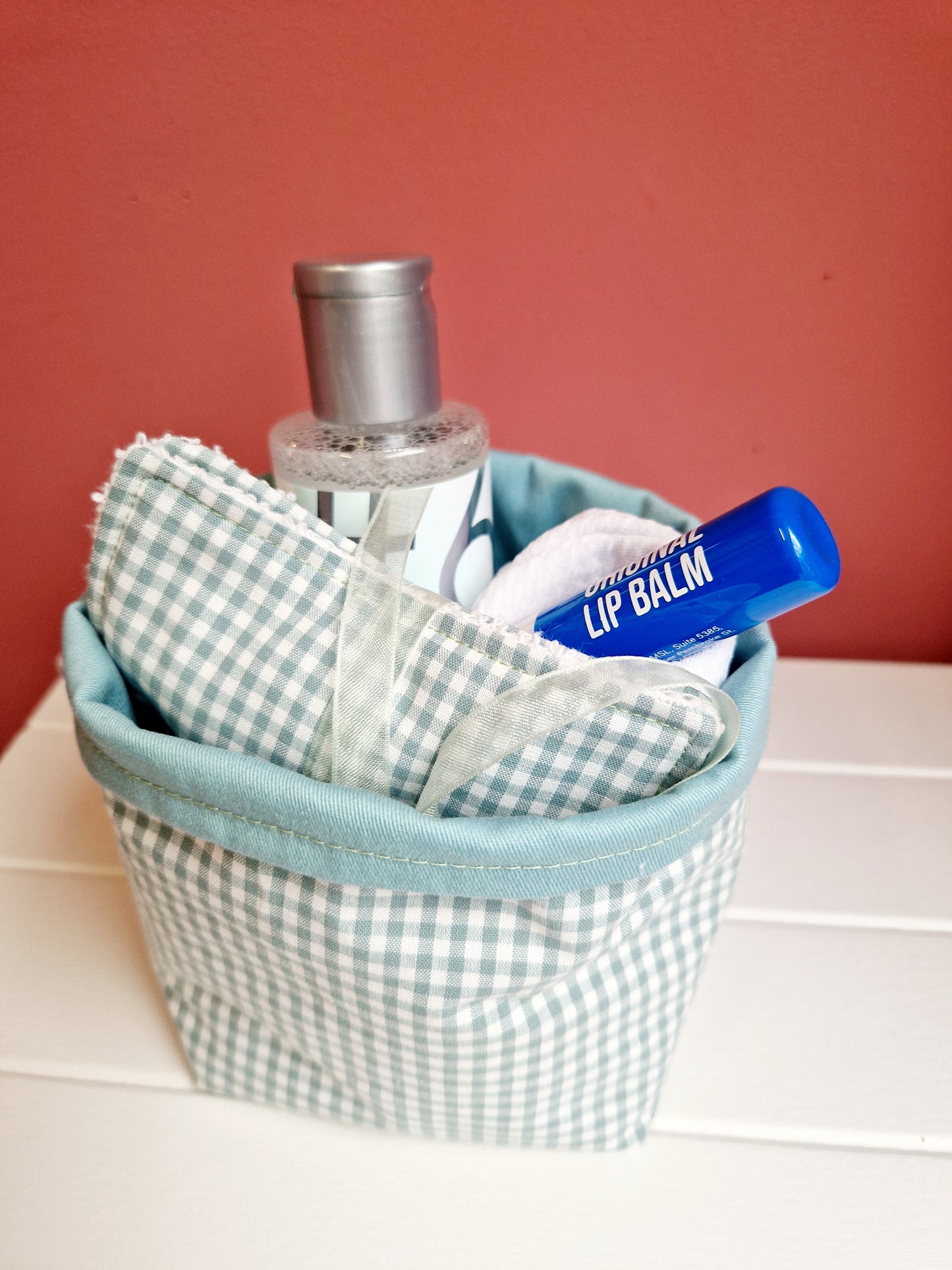 Handmade Mini Fabric Pamper Basket - Tartan