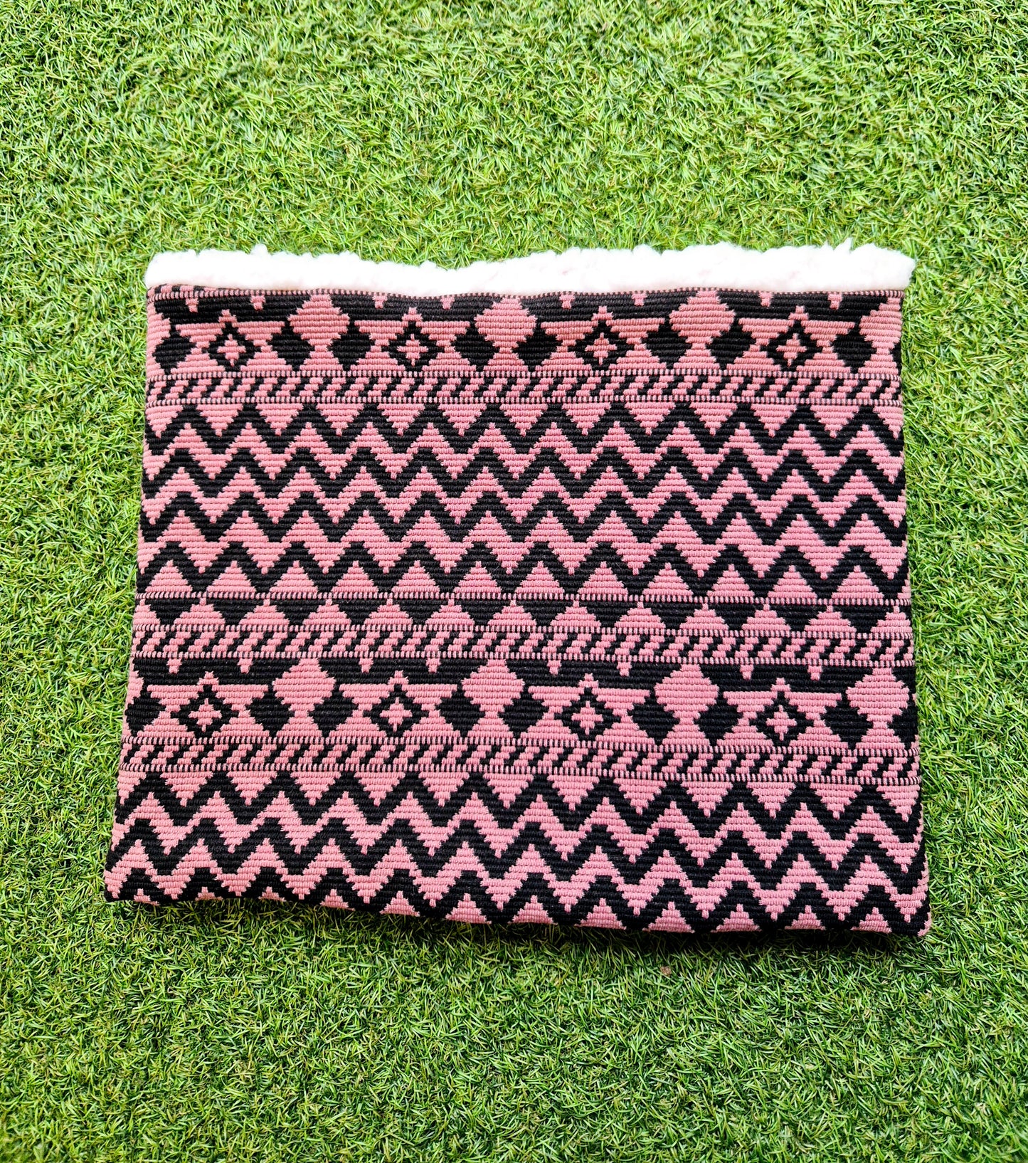 Adult snood/neck warmer - pink/black