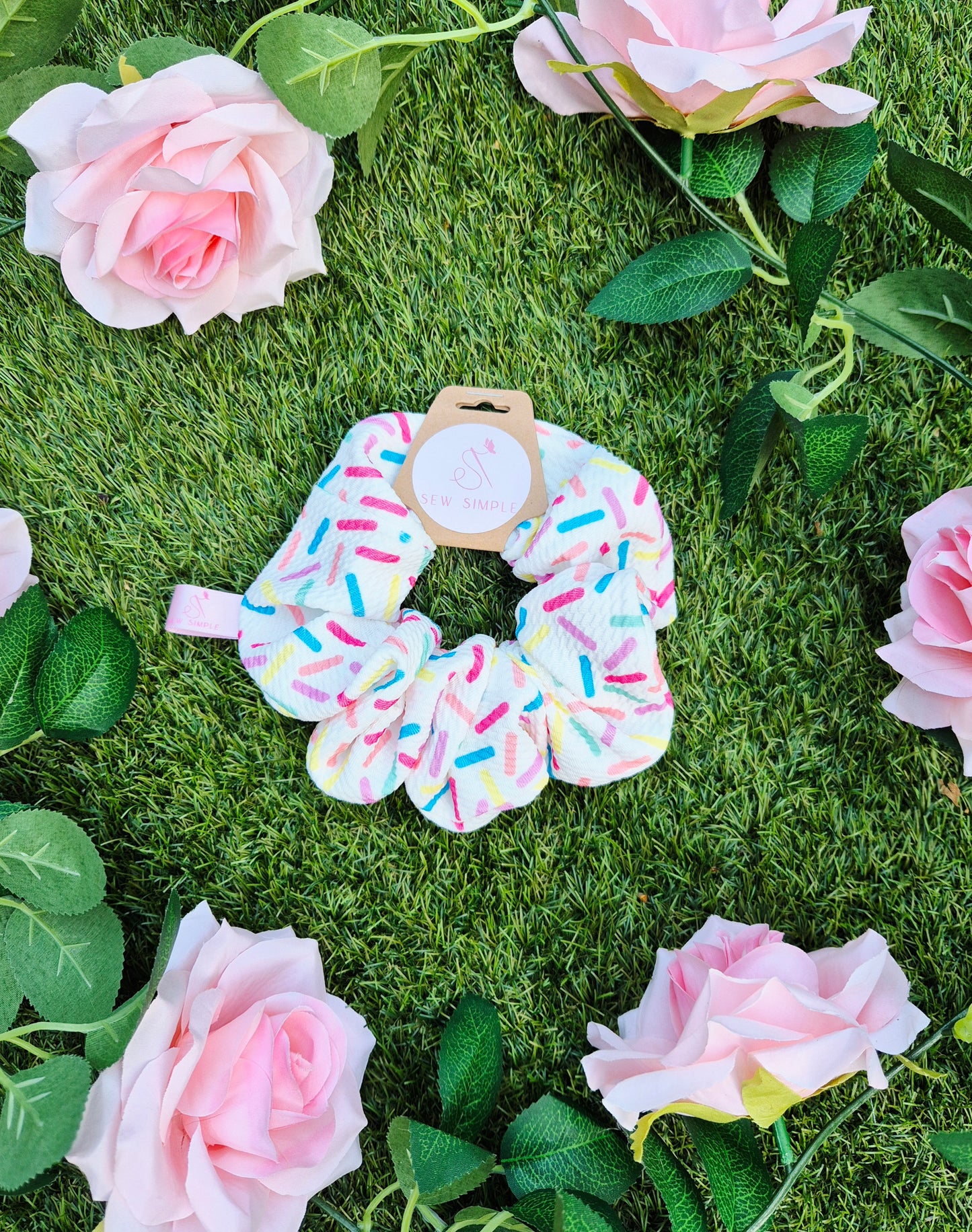 Colourful Sprinkles Print Medium Size Hair Scrunchie