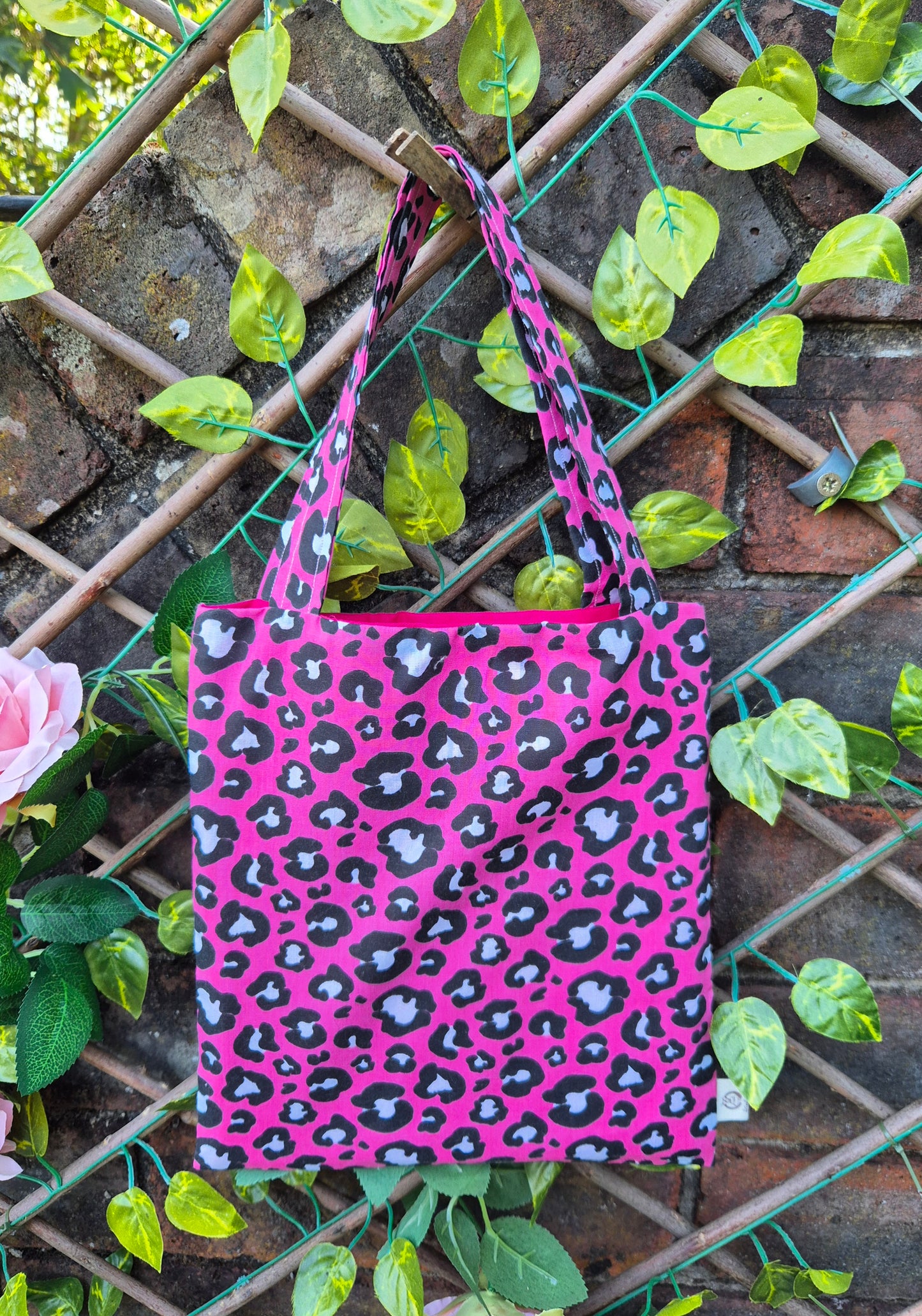 Pink Leopard Print Small tote bag