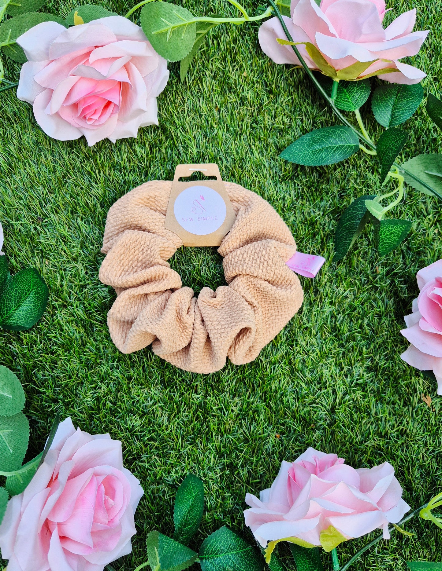 Golden Beige Medium Size Hair Scrunchie