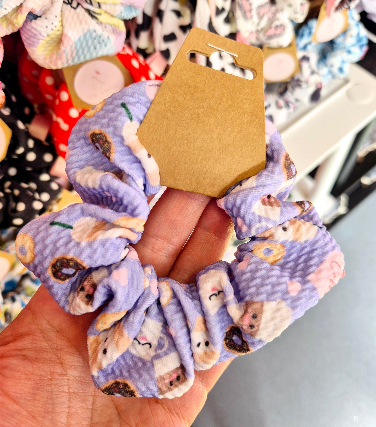 Coffee Break - Purple - Mini Size Hair Scrunchie