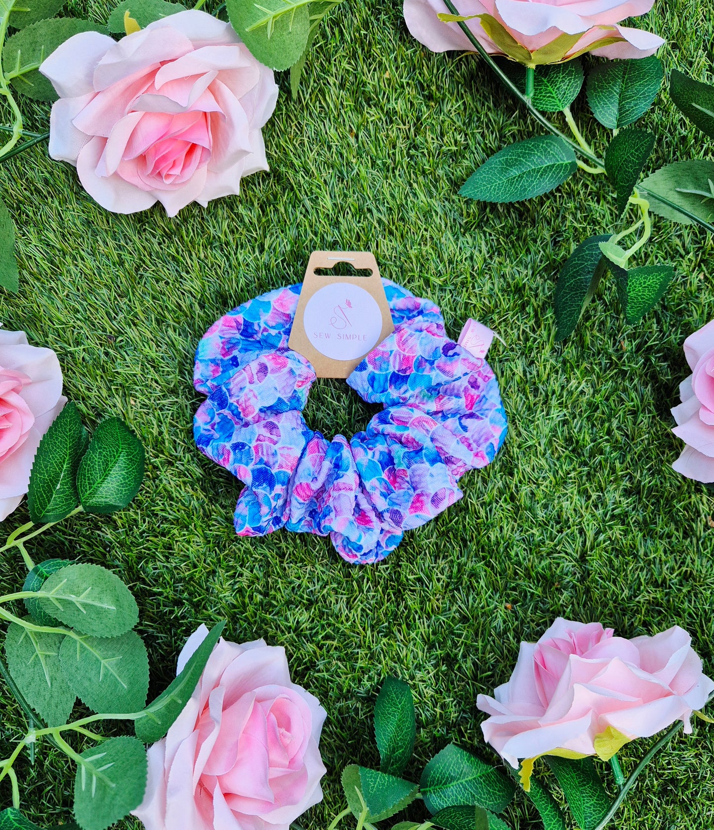 Vibrant Mermaid Medium Size Hair Scrunchie