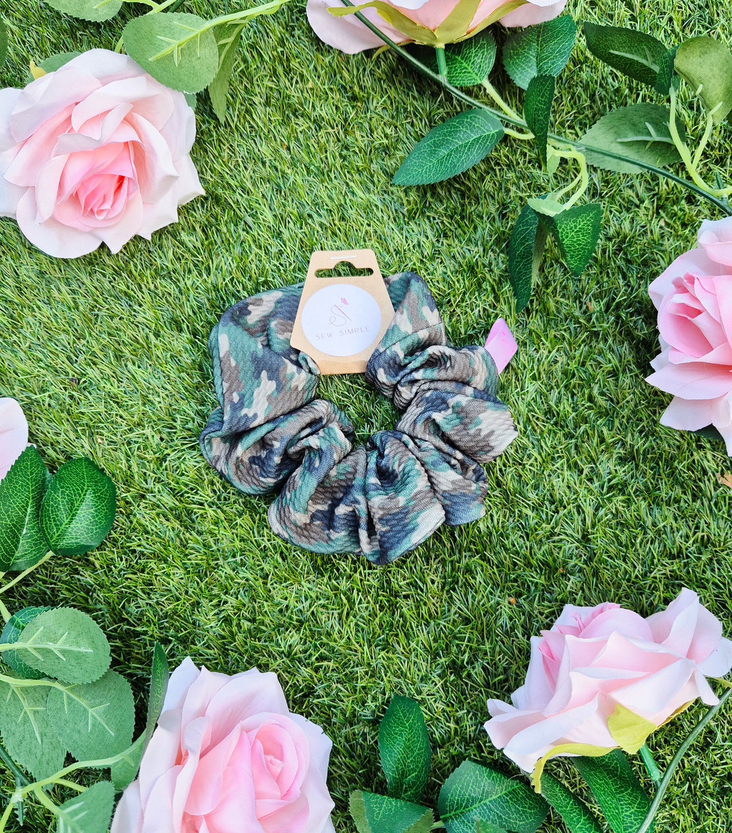 Camouflage Print Medium Size Hair Scrunchie