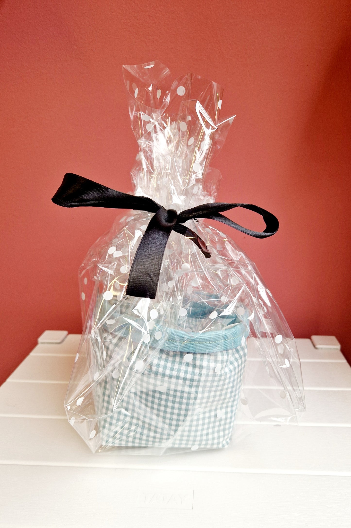 Handmade Mini Fabric Pamper Basket - Tartan