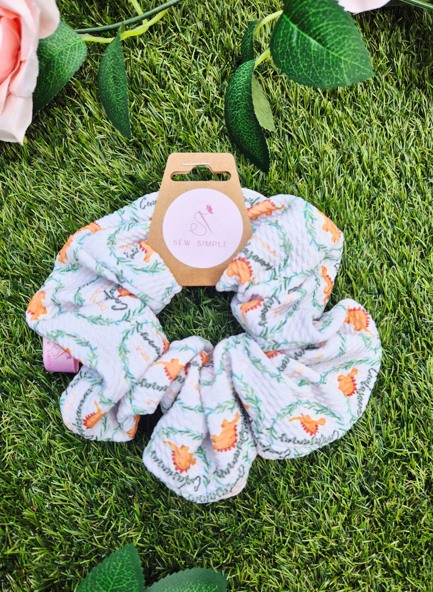 Cheeky dinosaur naughty quote 18+ adult hair scrunchie - Medium size
