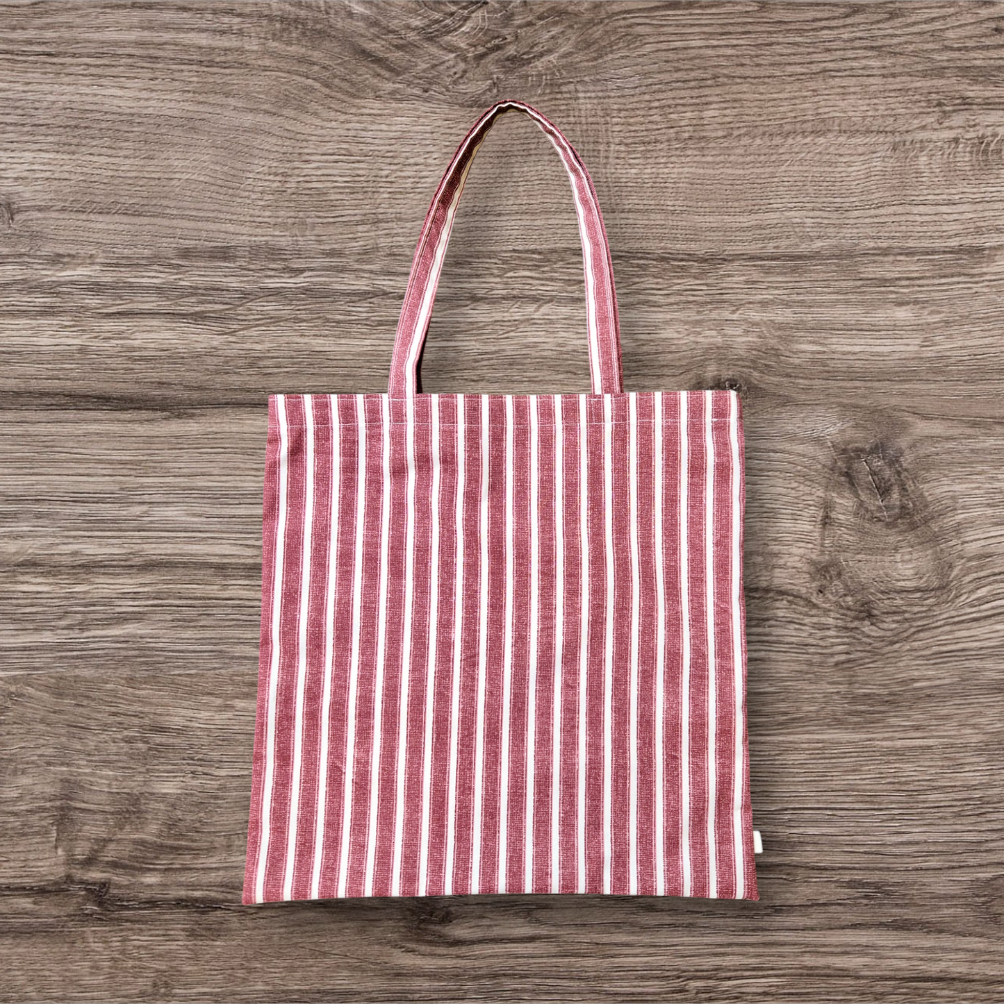 Red/White stripe cotton large tote bag