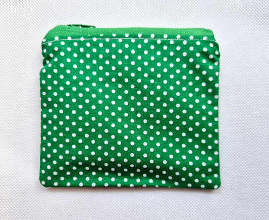 Green/white polka dot coin purse