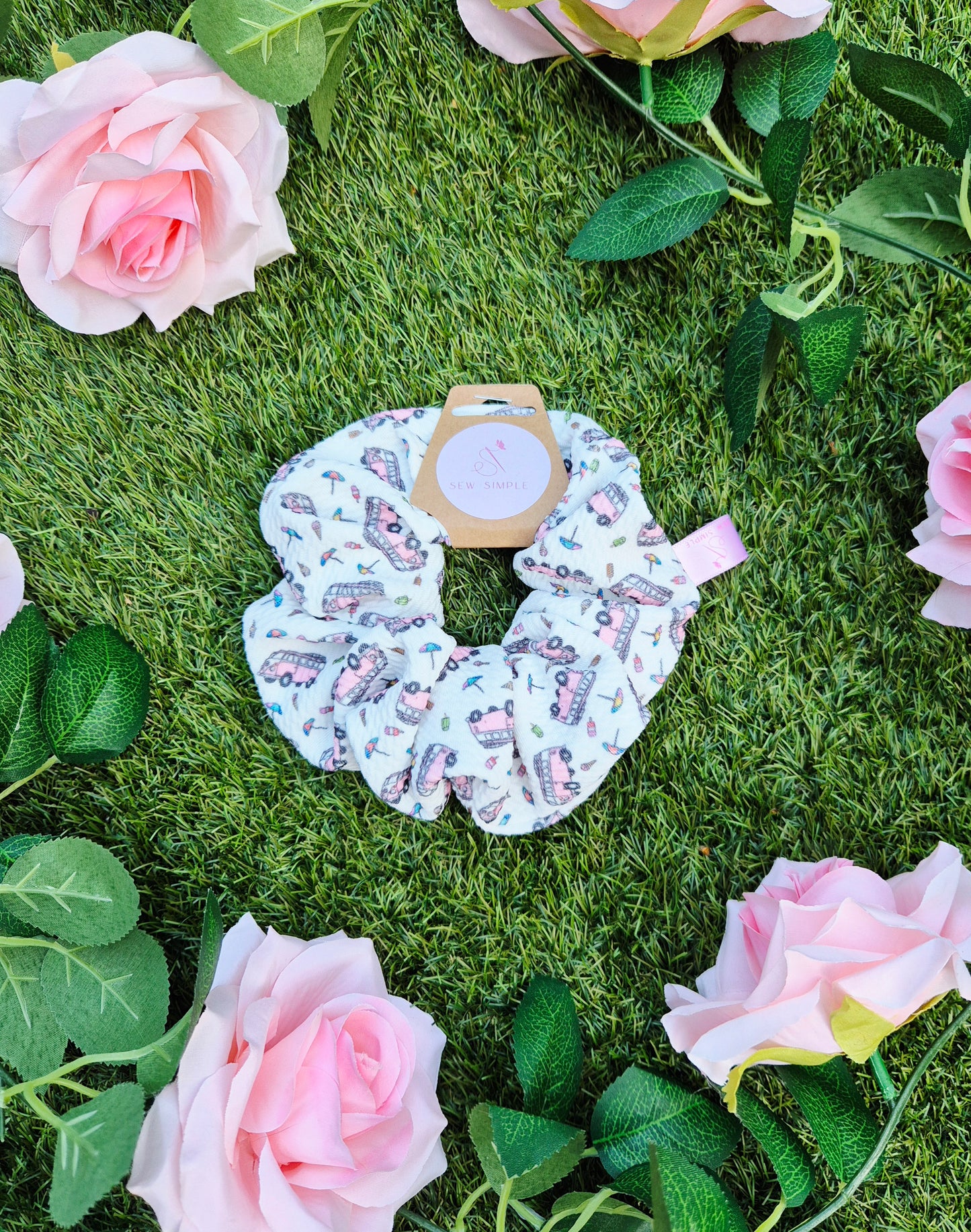 Camper Van Time Medium Size Hair Scrunchie