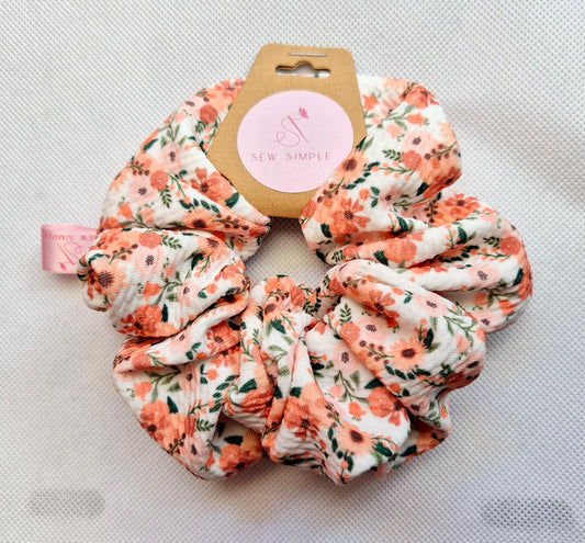 Orange Floral Medium hair scrunchie