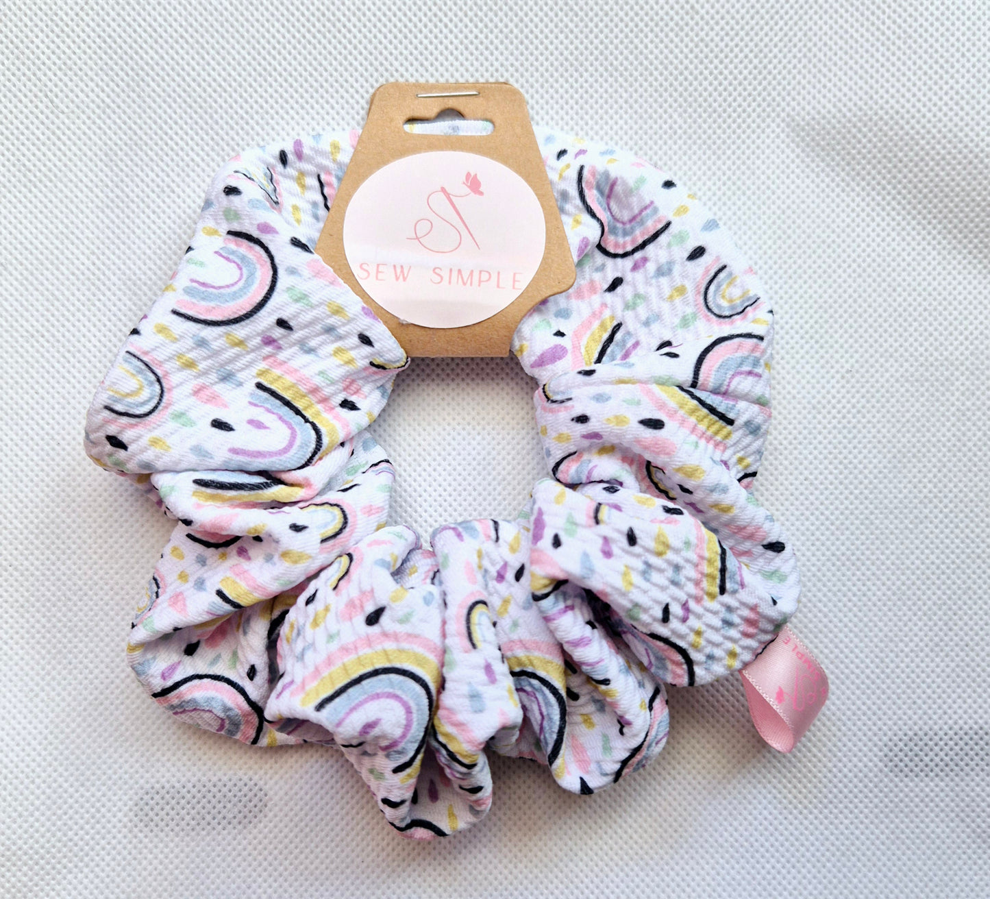 Rainbow Raindrops Medium hair scrunchie