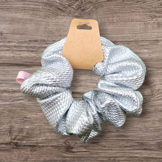 Medium Hair Scrunchie - Metallic Silver