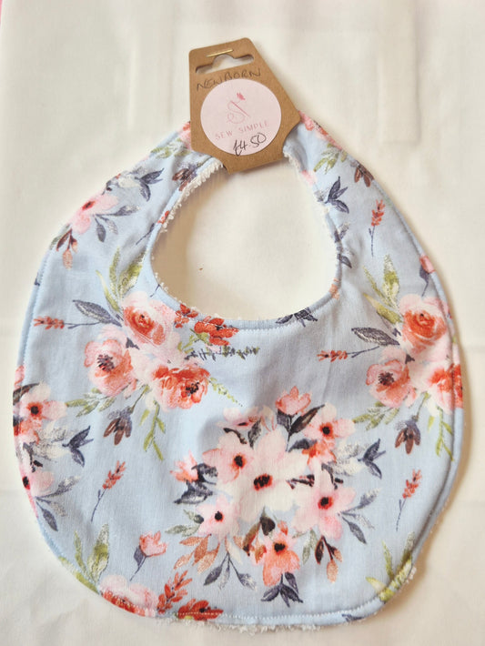 Handmade Baby Bib - Newborn - Floral design