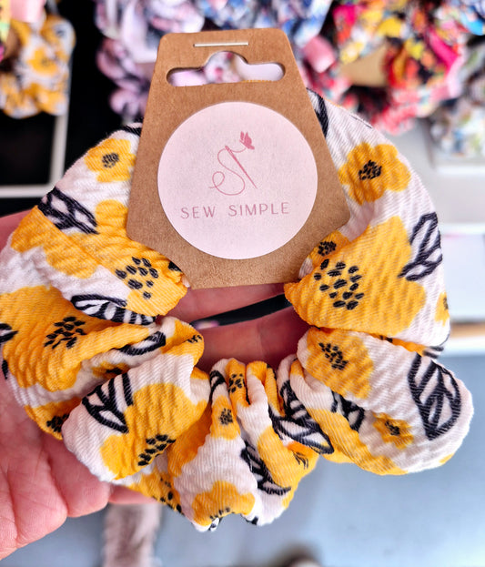 Yellow Posies Mini Size Hair Scrunchie
