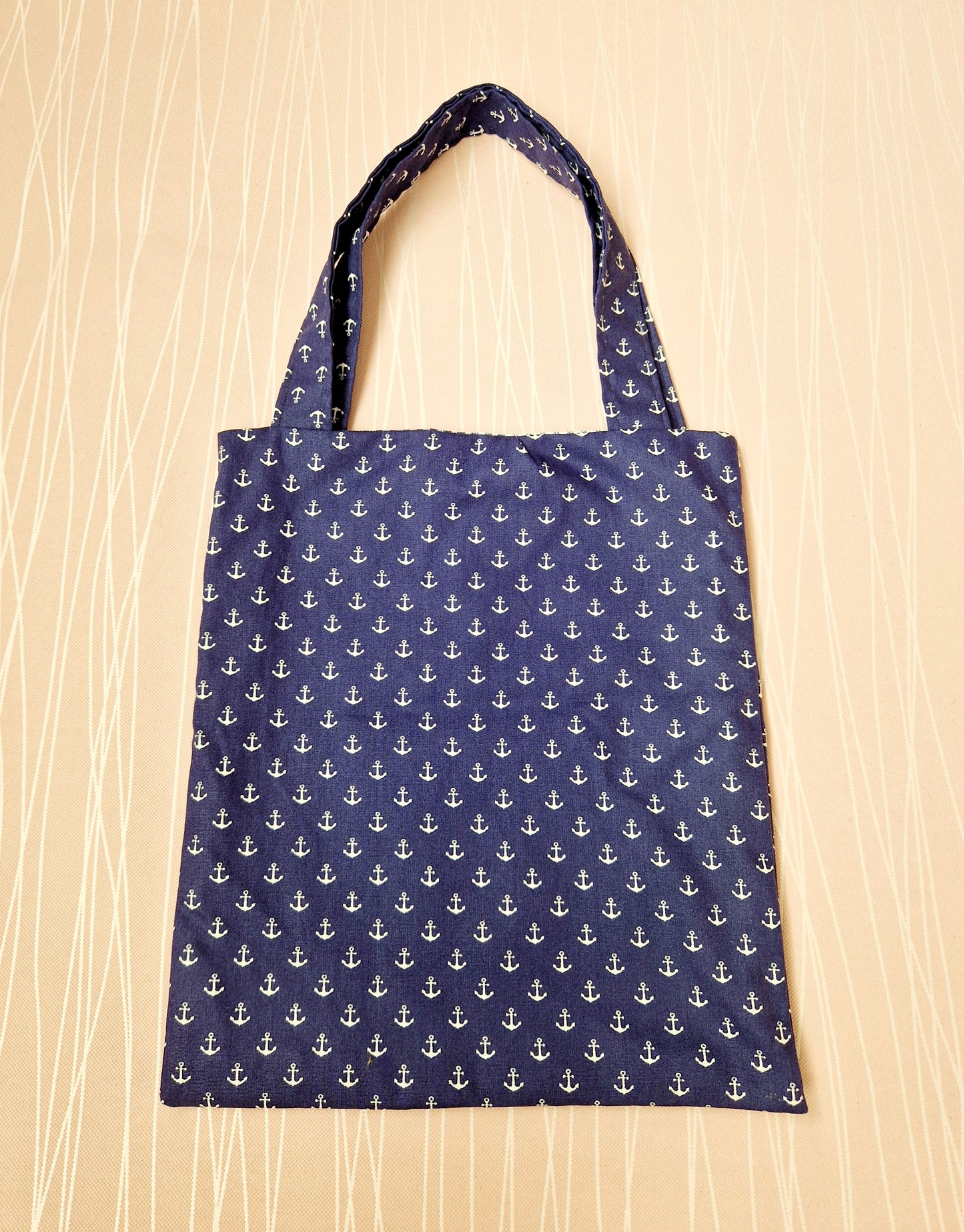 Small handmade tote bag Anchor design