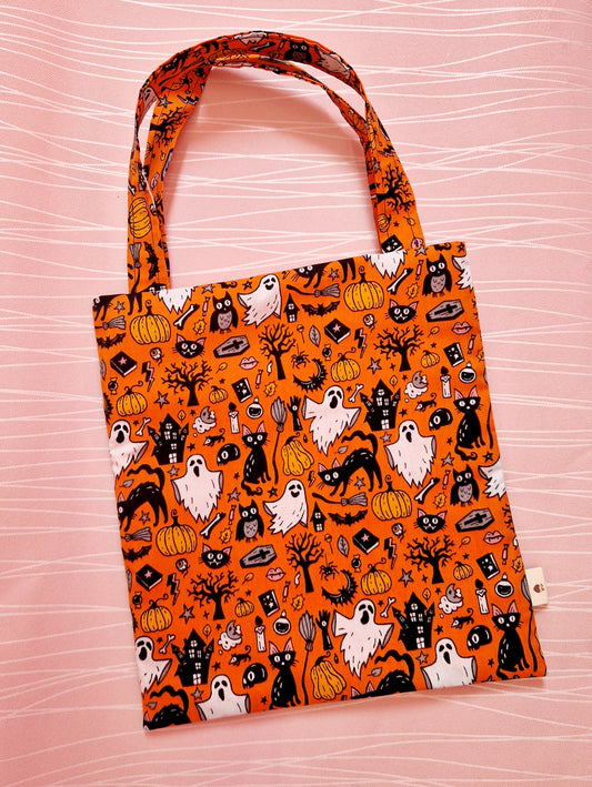 Trick or Treat! Halloween tote bag small orange