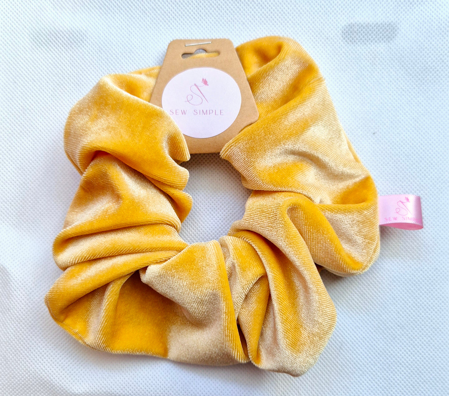 Velvet Gold Mustard Yellow hair scrunchie - Large size