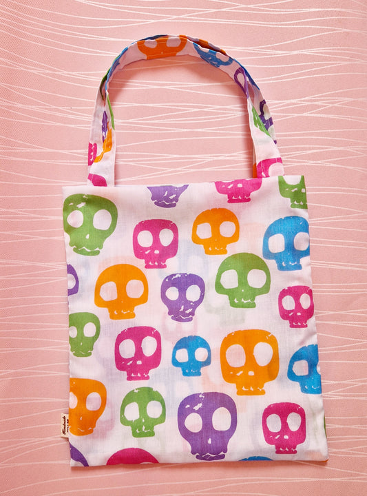 Colourful skulls Halloween Trick or Treat Tote Bag small