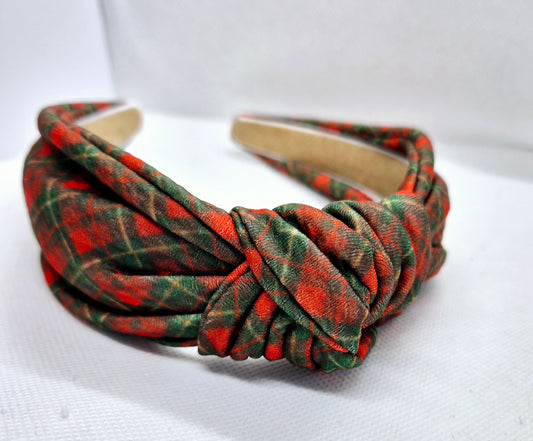 Green/Red Tartan topknot headband