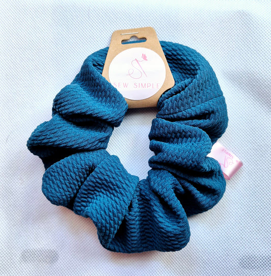 Teal Blue hair scrunchie - Medium size