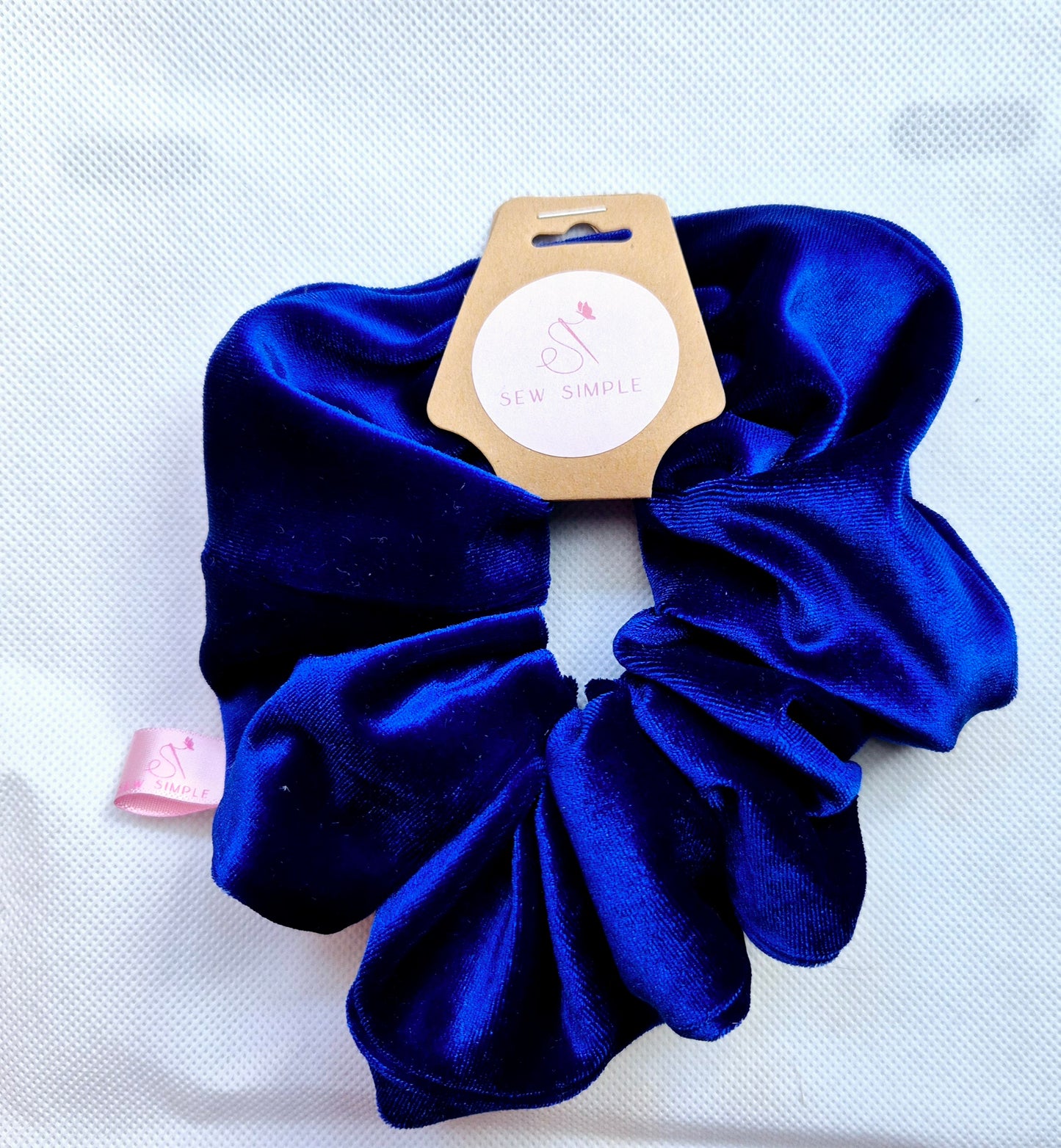 Velvet Royal Blue hair scrunchie - Large size