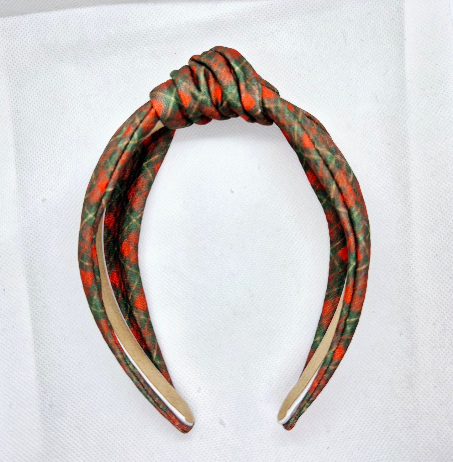 Green/Red Tartan topknot headband