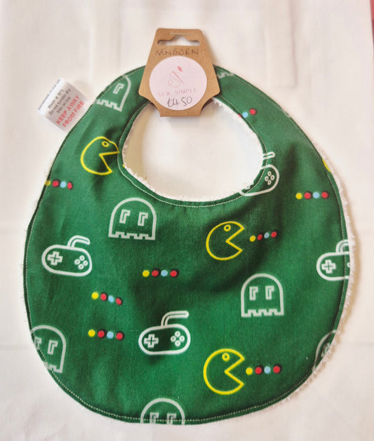 Handmade Baby Bib - Newborn - Retro gaming theme