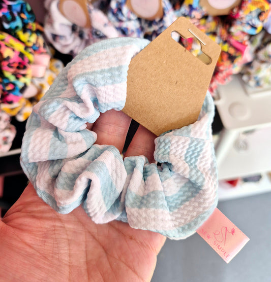 Blue/White Stripes mini size hair scrunchie