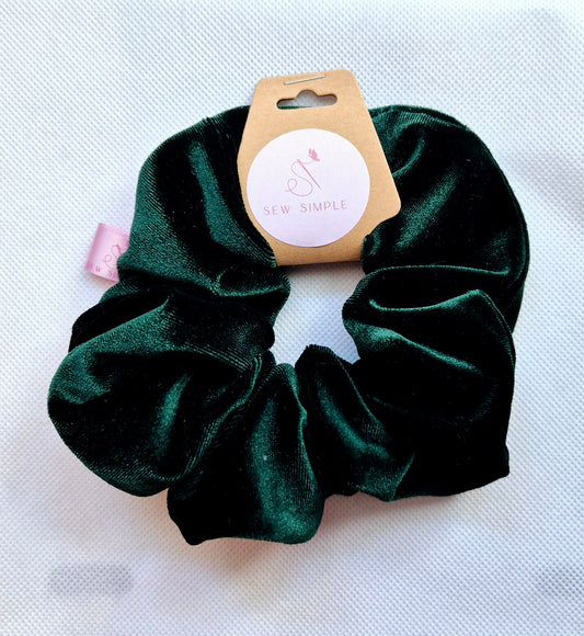 Velvet Emerald Green hair scrunchie - Medium size