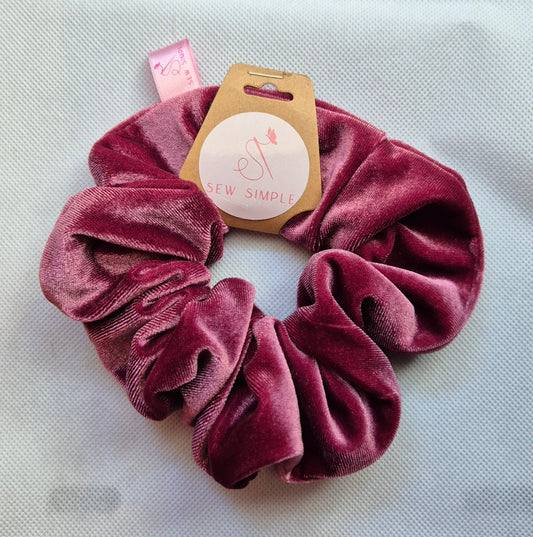 Velvet Dusky Pink hair scrunchie - Medium size