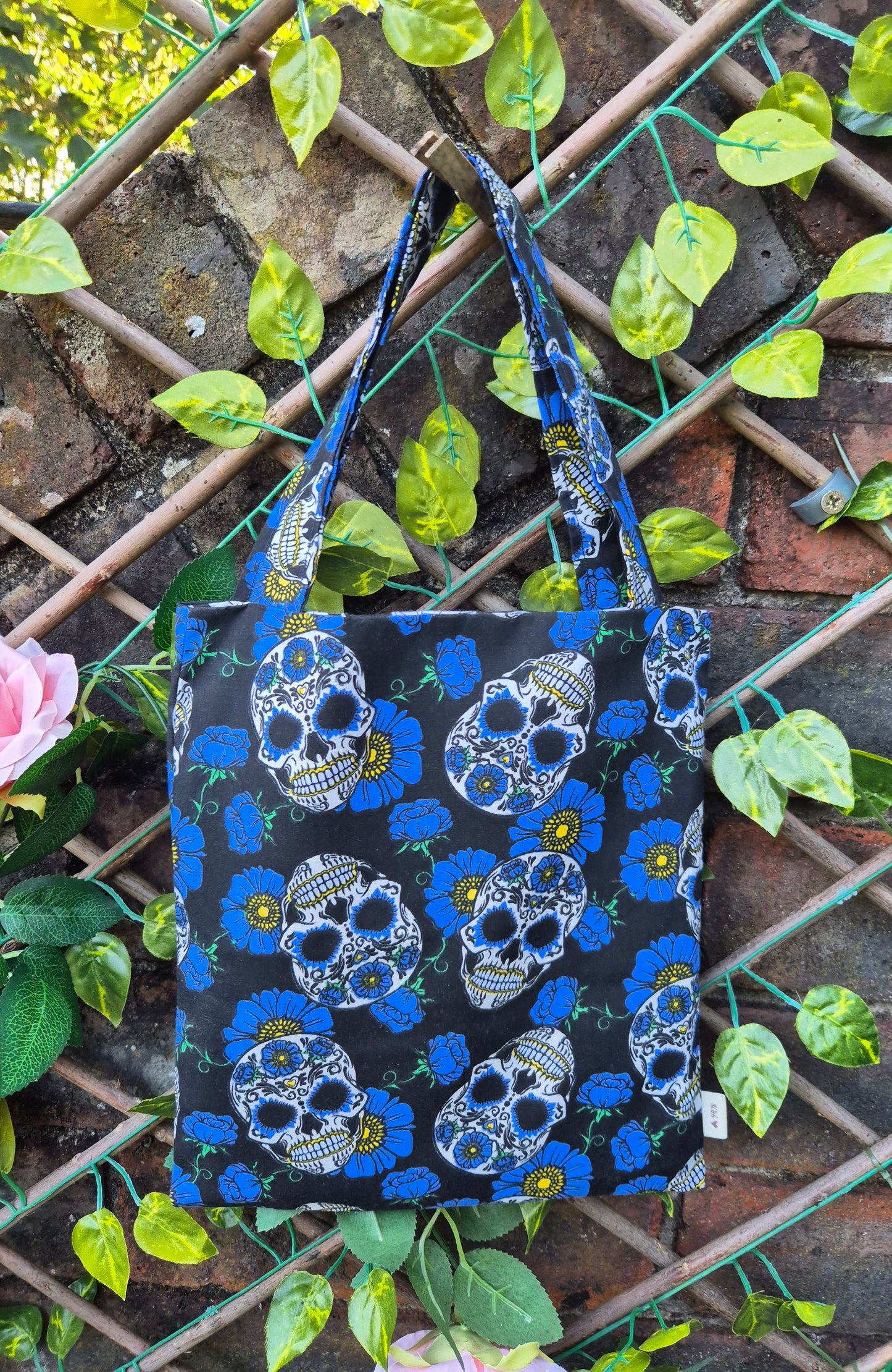 Day of The Dead small tote bag blue