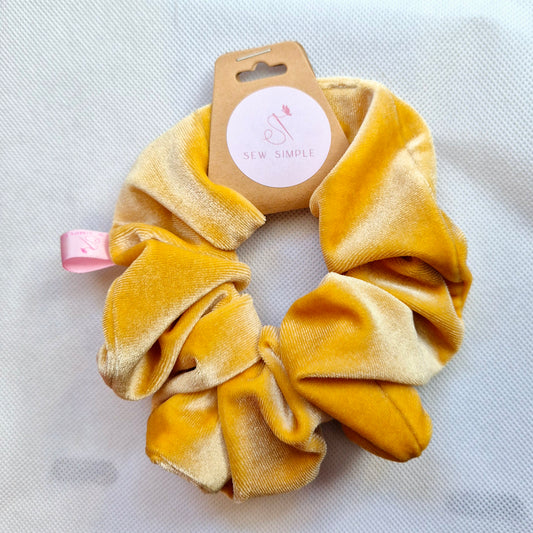 Velvet Mustard/Gold hair scrunchie - Medium size