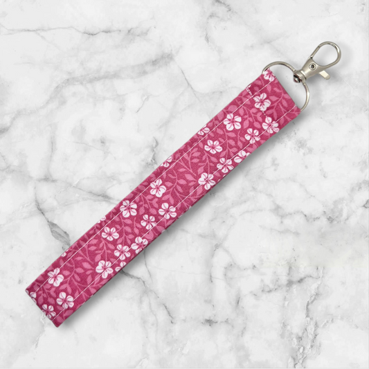 Handmade Wristlet Keychain - Pink Posies