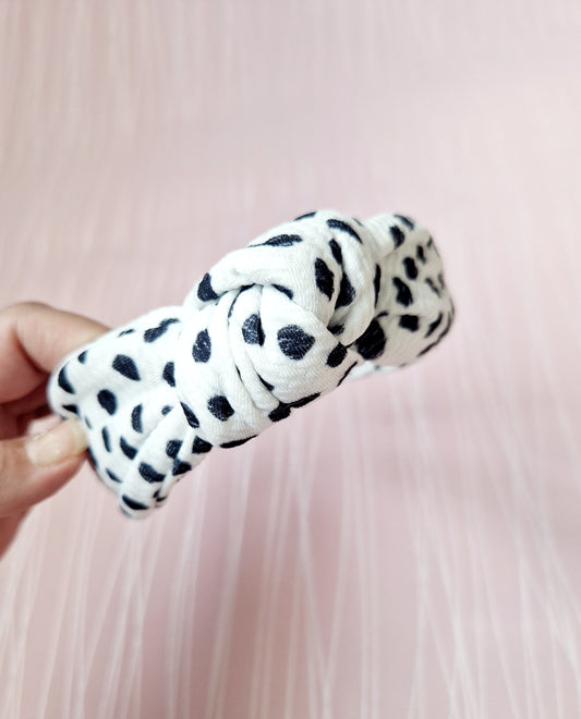 Topknot headband dalmatian print