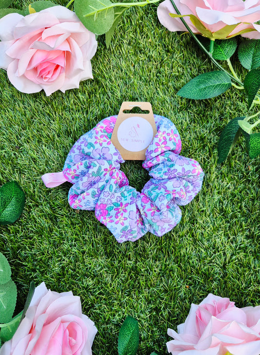 Floral Garden Medium Size Hair Scrunchie