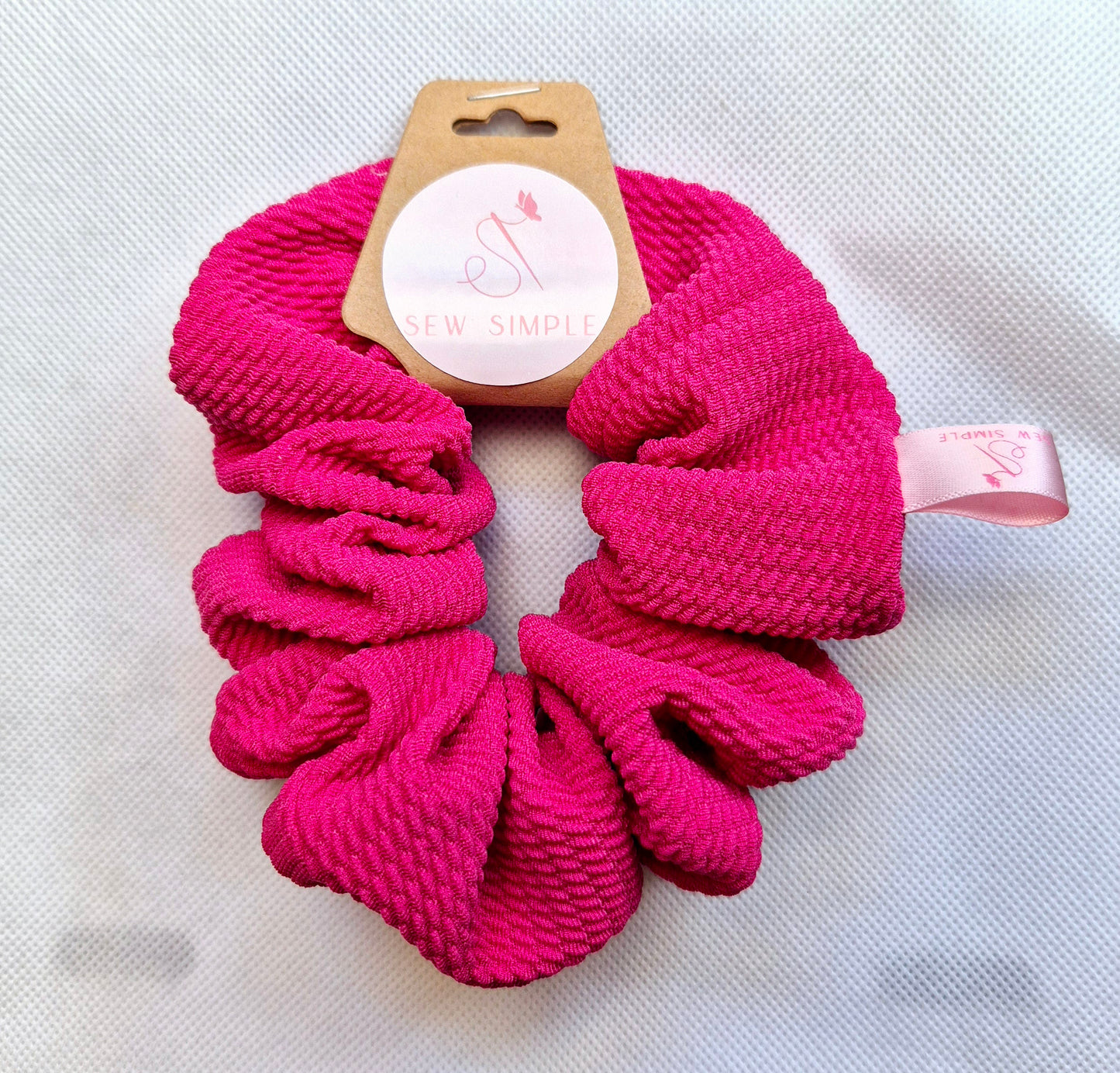 Bright Pink hair scrunchie - Medium size