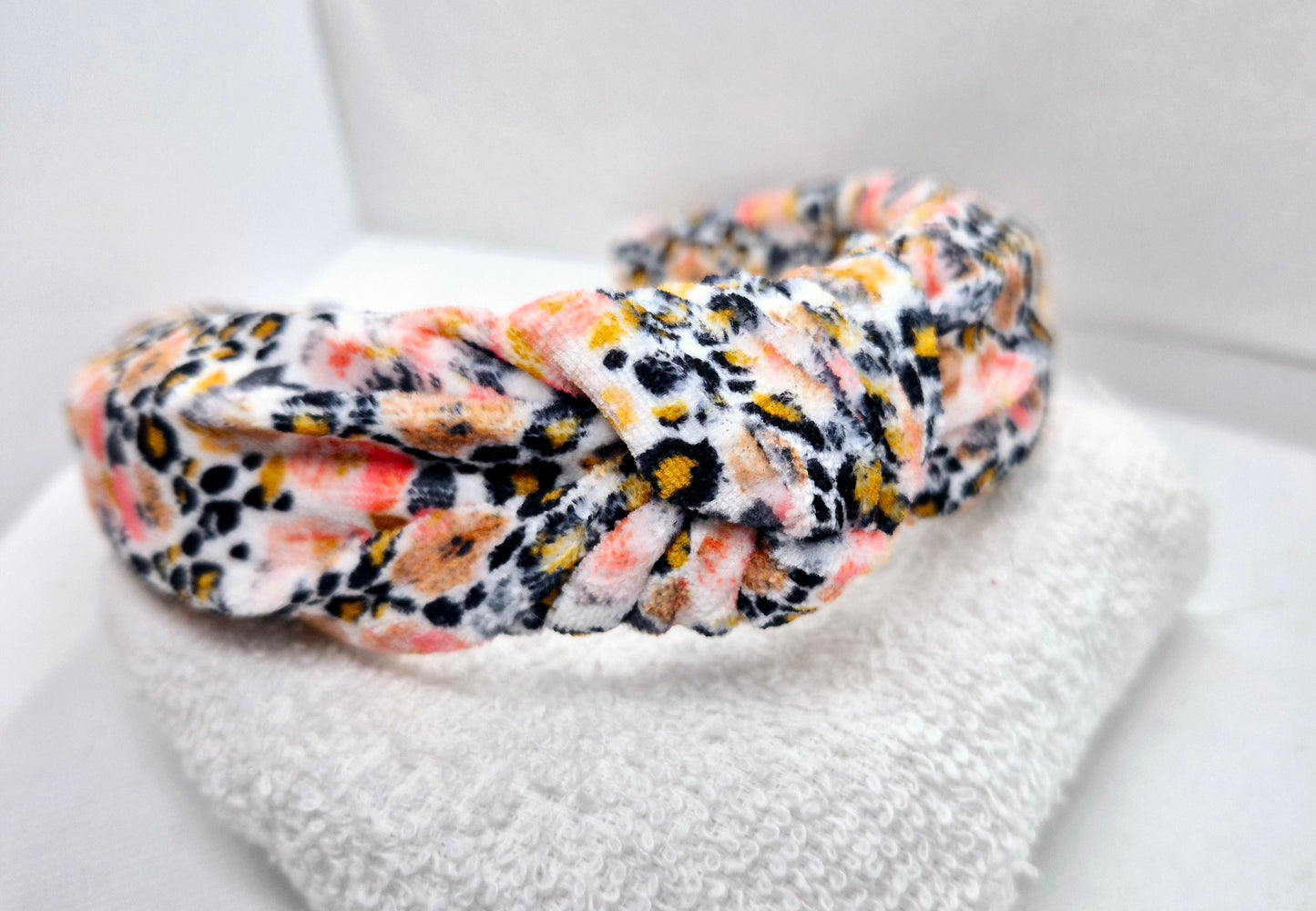 Floral Leopard Print topknot headband