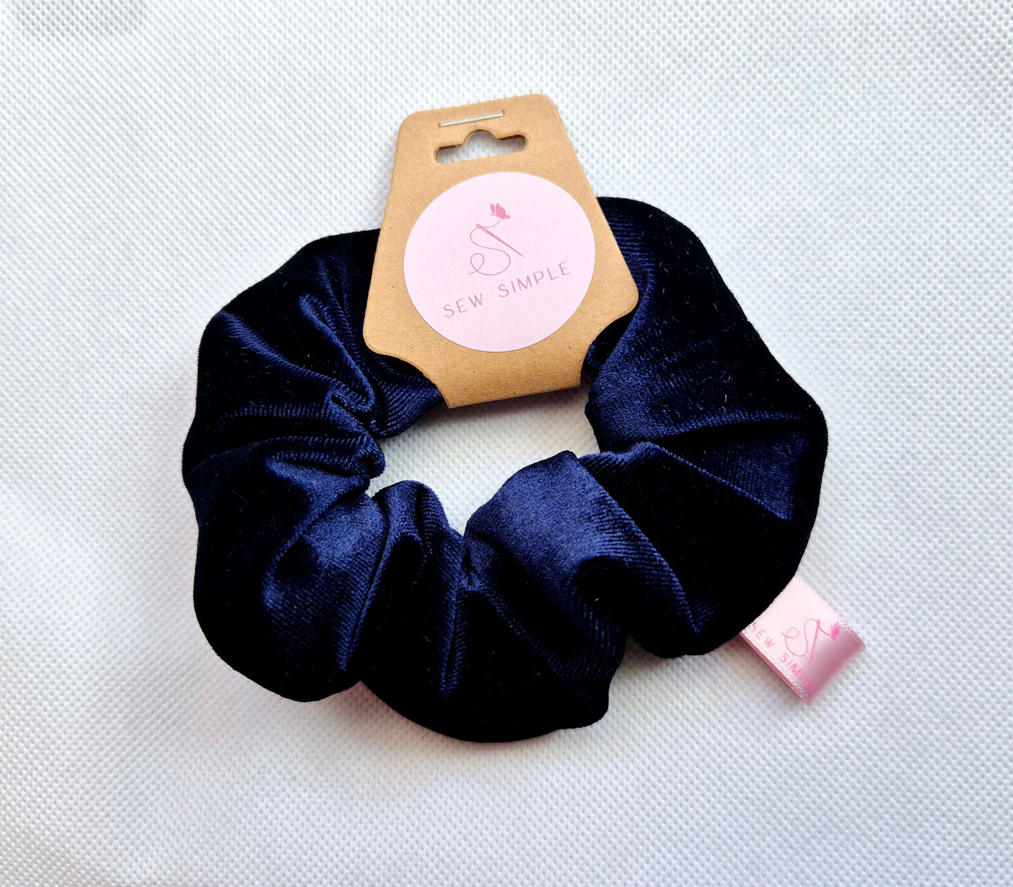 Velvet Navy Blue Mini size hair scrunchie