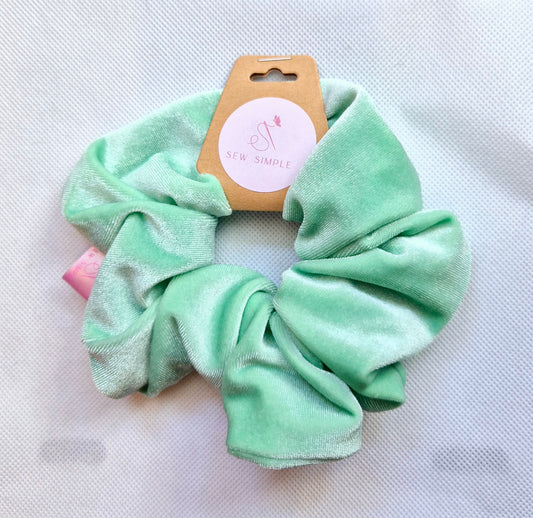 Velvet Lime Green hair scrunchie - Medium size