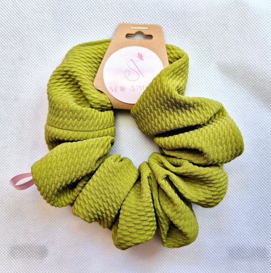 Olive Green hair scrunchie - Medium size