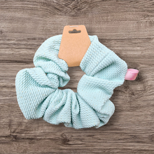 Medium Hair Scrunchie - Duck Egg Green/gold specs