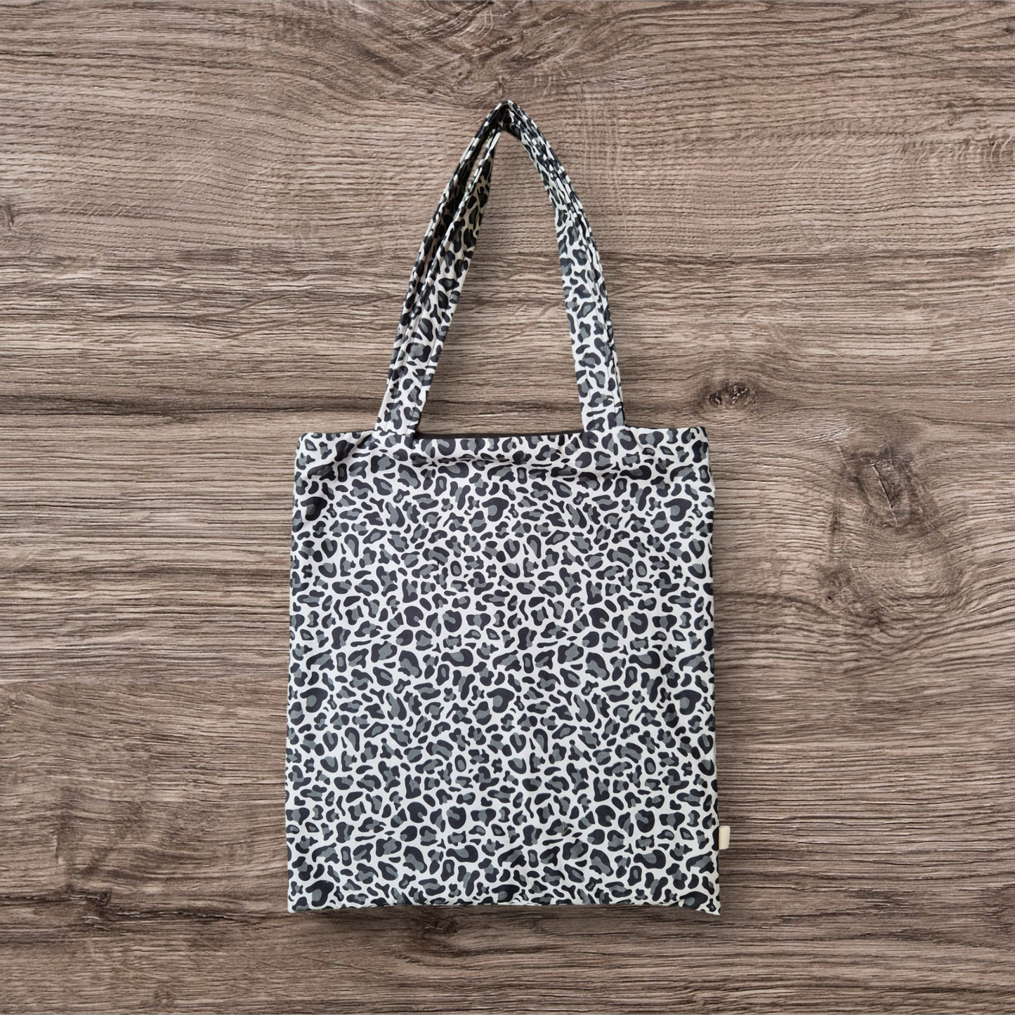 Black/Grey Leopard Print Tote Bag - Large