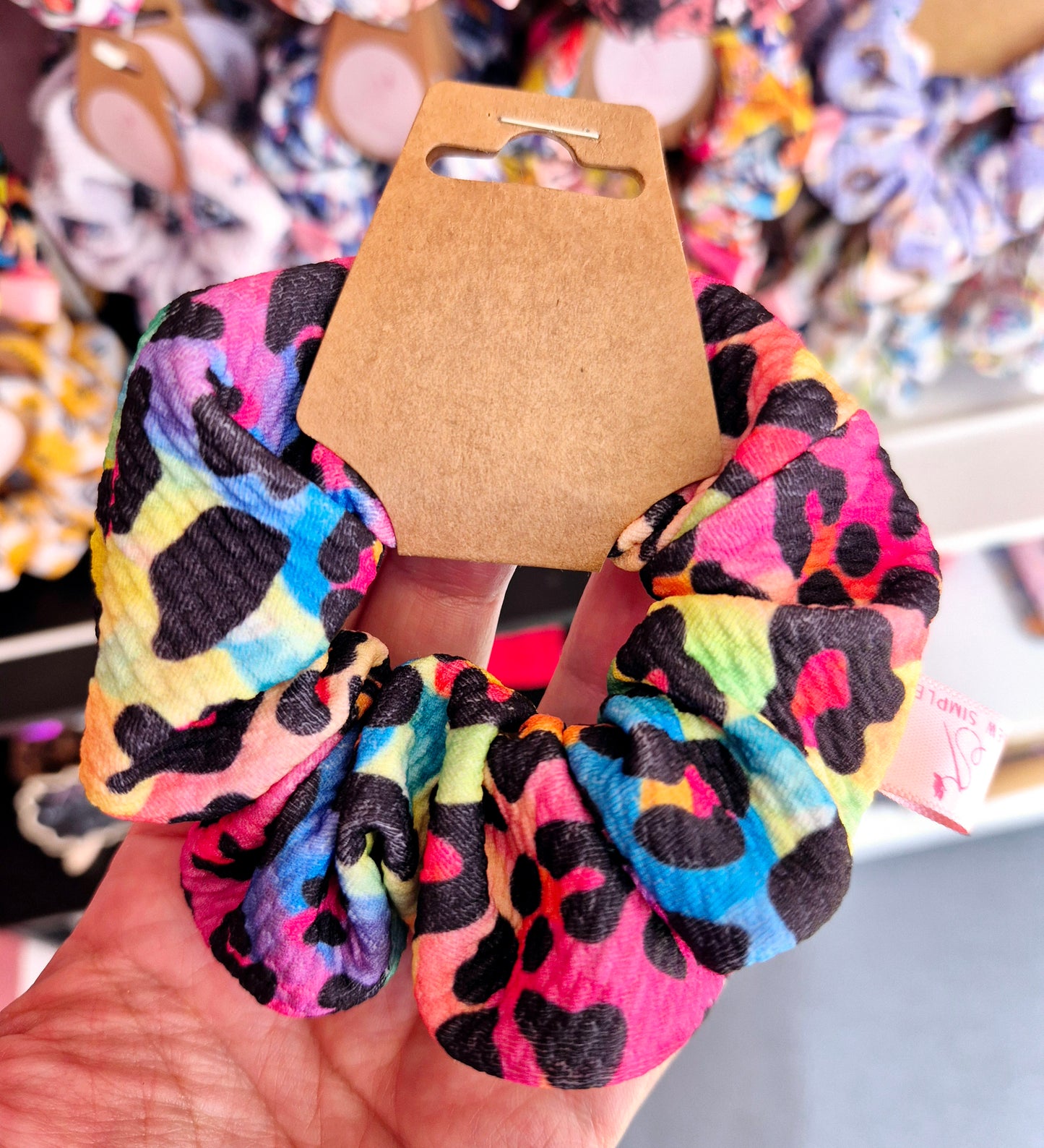 Neon Leopard Print Mini size hair scrunchie