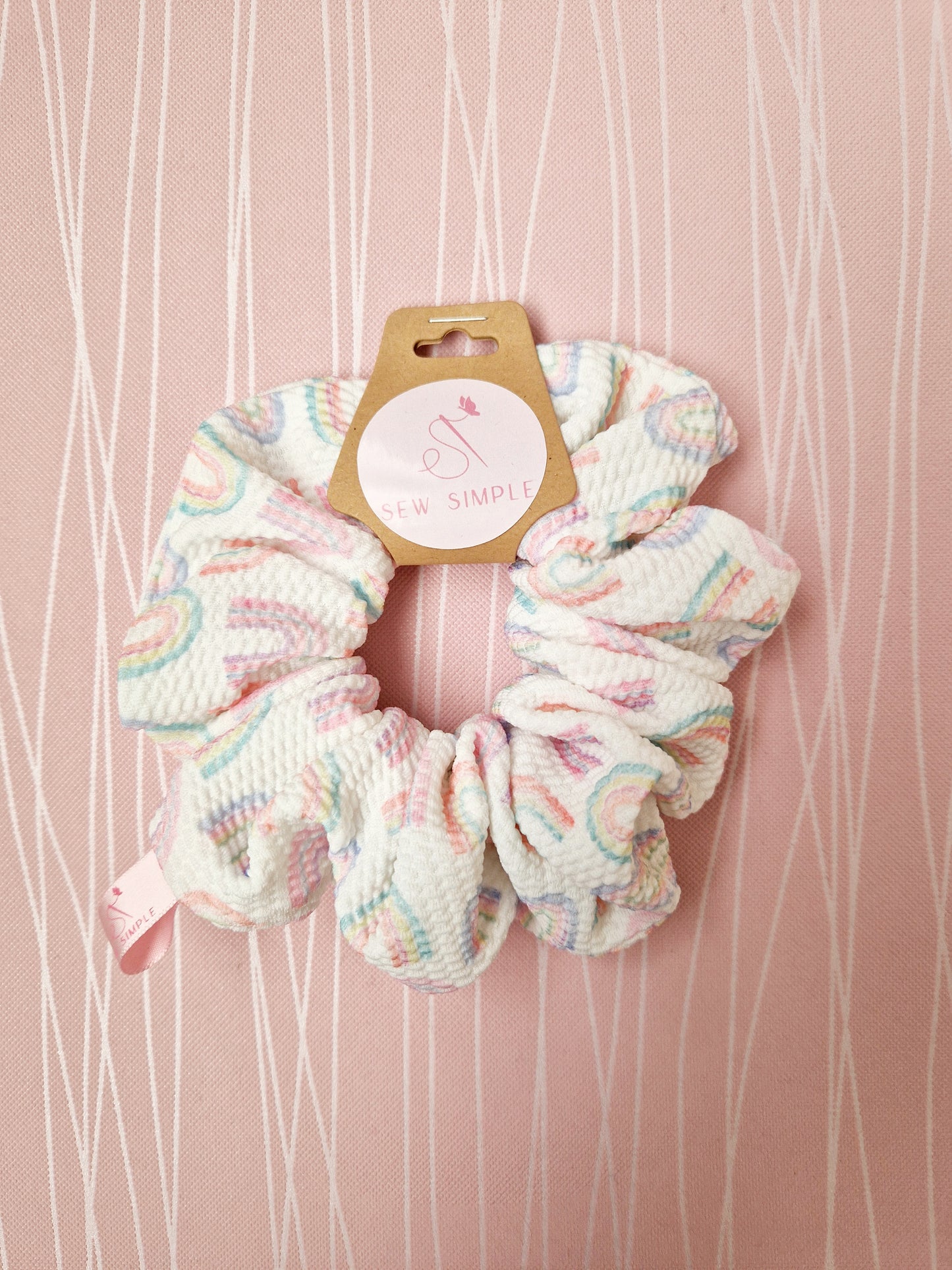 Pastel rainbows hair scrunchie medium